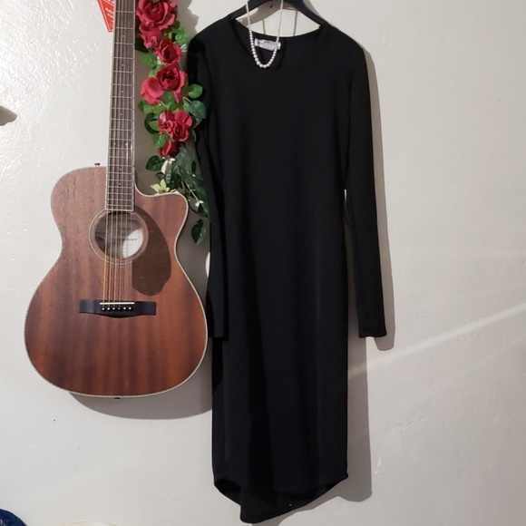 NEW BLACK MIDI DRESS WANTMYLOOK SIZE LARGE - Picture 3 of 8